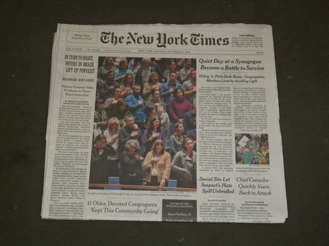 2018 OCTOBER 29 NEW YORK TIMES - VIGIL FOR 11 KILLED IN PITTSBURGH SYNAGOGUE