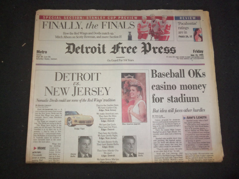 1995 JUNE 16 DETROIT FREE PRESS NEWSPAPER -BASEBALL OKS MONEY 4 STADIUM- NP 7638