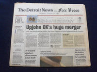 1995 AUG 21 DETROIT NEWS/FREE PRESS NEWSPAPER - UPJOHN OK'S HUGE MERGER- NP 7206