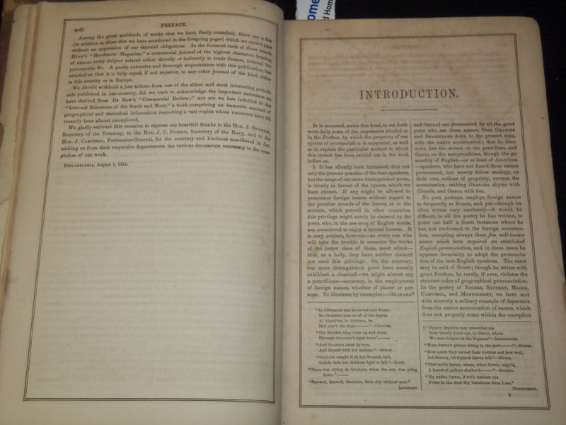 1863 LIPPINCOTT'S COMPLETE PRONOUNCING GAZETTEER - 2182 PAGES - KD 7462A