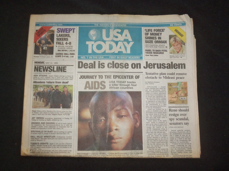 1999 MAY 24 USA TODAY NEWSPAPER - DEAL IS CLOSE ON JERUSALEM - NP 8034