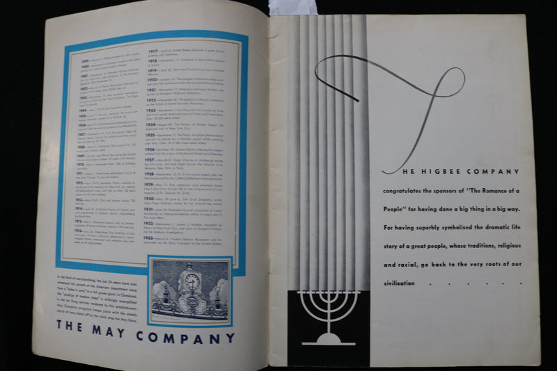 1934 THE ROMANCE OF A PEOPLE PROGRAM - JEWISH REFUGEES - K 2271