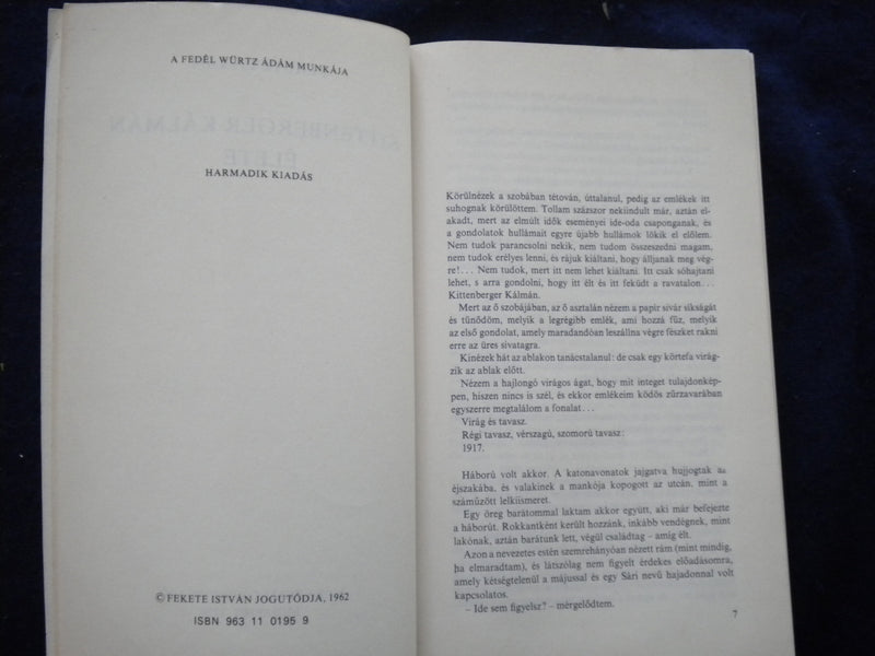 1974 KITTENBERGER KALMAN ELETE SOFTCOVER BOOK-FEKETE ISTVAN- HUNGARIAN - KD 8106
