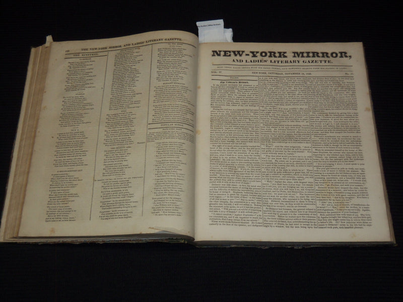 1826-1827 NEW YORK MIRROR AND LADIES GAZETTE BOUND VOLUME NO. 4 - KD 4675N