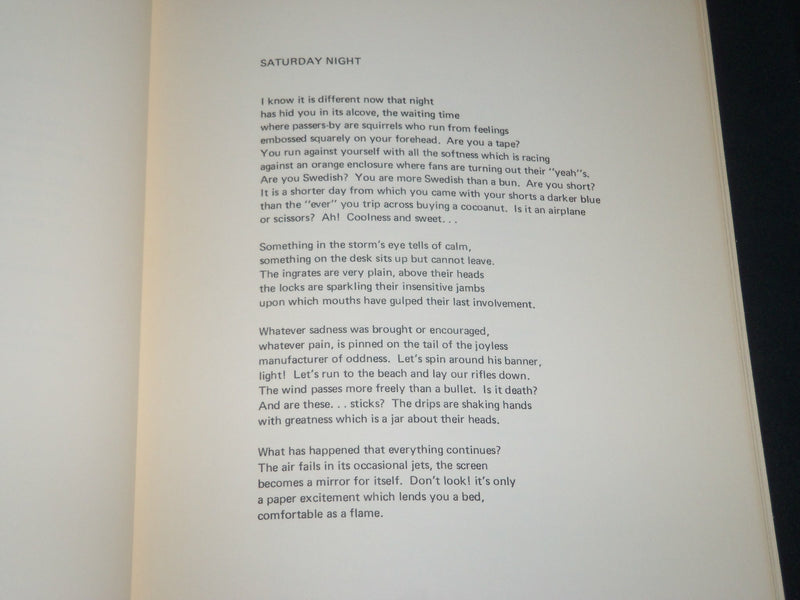1975 SATURDAY NIGHT POEMS 1960-1961 BOOK BY BILL BERKSON - SOFTCOVER - KD 5427