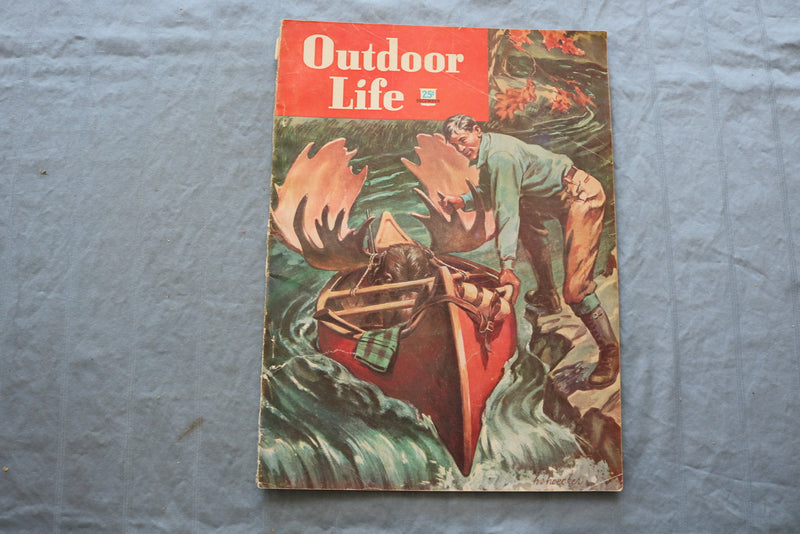 1948 DECEMBER OUTDOOR LIFE MAGAZINE - MOOSE IN CANOE COVER - SP 6183A
