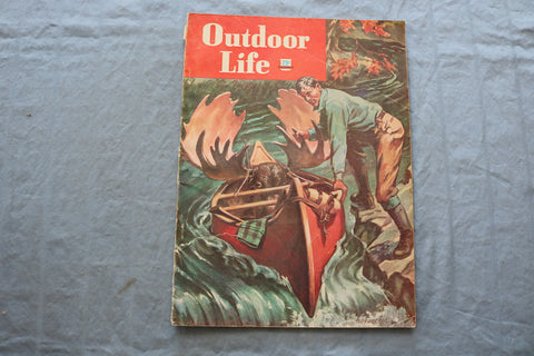 1948 DECEMBER OUTDOOR LIFE MAGAZINE - MOOSE IN CANOE COVER - SP 6183A