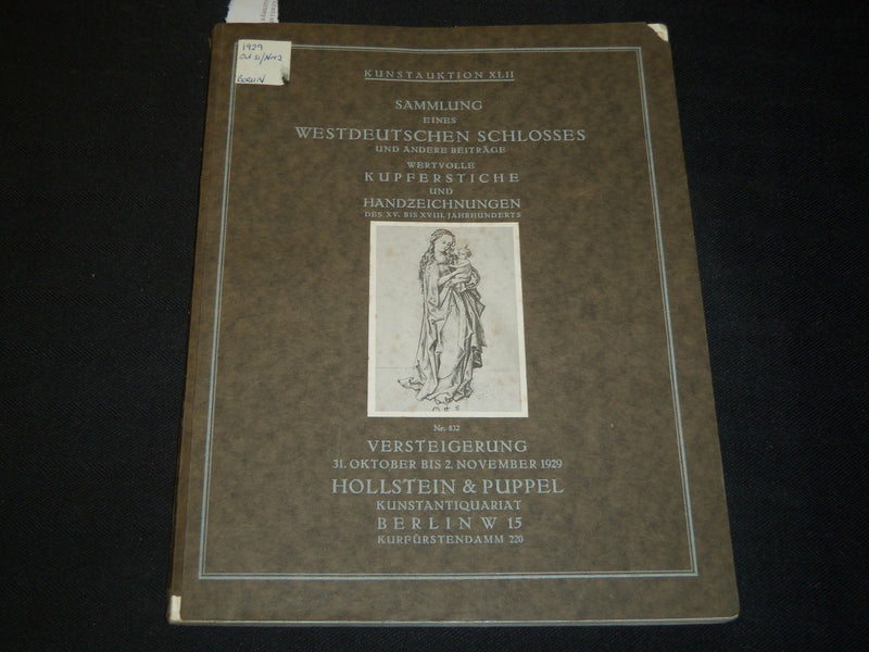 1929 SAMMLUNG EINES WESTDEUTSCHEN SCHLOSSES - KUNSTAUKTION - KD 5854