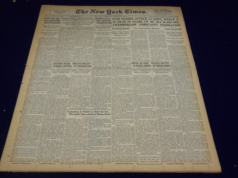 1940 JANUARY 10 NEW YORK TIMES - DUNBAR CASTLE SUNK - NT 2677