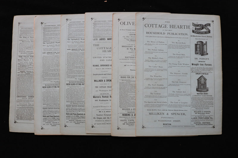 1875 THE COTTAGE HEARTH MAGAZINE - LOT OF 6 - K 2791