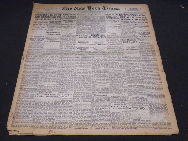 1924 JULY 6 NEW YORK TIMES - MUMMIES OF STONE AGE MEN FOUND - NT 5100