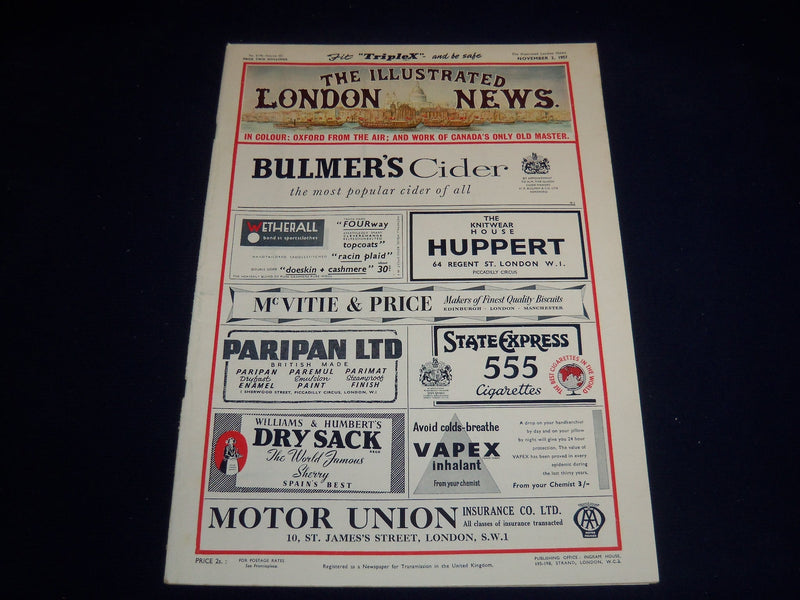 1957 NOVEMBER 2 ILLUSTRATED LONDON NEWS MAGAZINE - RADIO TELESCOPE - E 8049