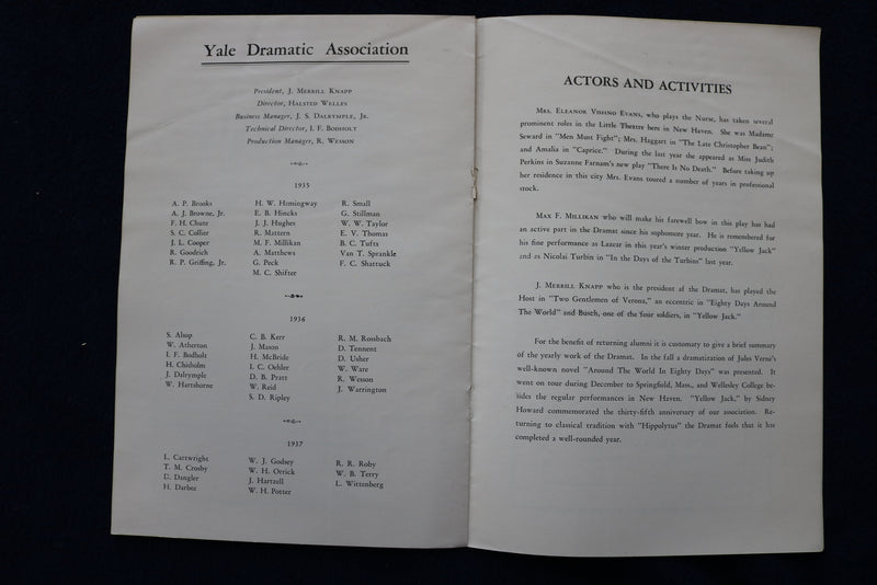 1935 JUNE YALE UNIVERSITY DRAMATIC ASSOCIATION THEATRE PROGRAM-HIPPOLYTUS-K 1507
