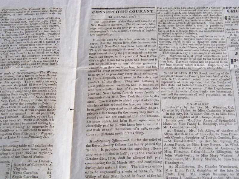 1828 MAY 6 THE CONNECTICUT COURANT NEWSPAPER - HARTFORD - NP 4177