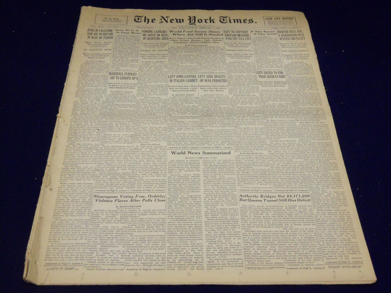 1947 FEBRUARY 3 NEW YORK TIMES - LEFT JOINS GASPERI - NT 3289