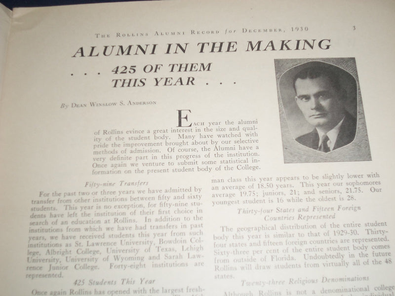 1930 DECEMBER THE ROLLINS ALUMNI RECORD VOL 7 ISSUE NO.4 - NICE PHOTOS - J 1232