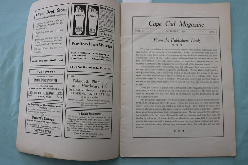 1916 OCTOBER CAPE CODE A MONTHLY MAGAZINE - K 3417