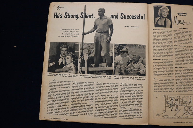 1956 JULY 29 FAMILY WEEKLY MAGAZINE - JEFF CHANDLER COVER - E 23285
