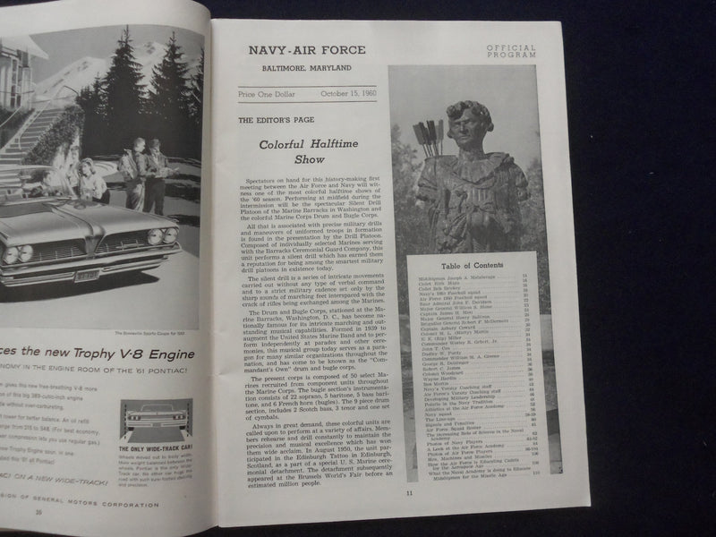 1960 OCTOBER 15 NAVY-AIR FORCE FOOTBALL PROGRAM - BALTIMORE STADIUM - K 141