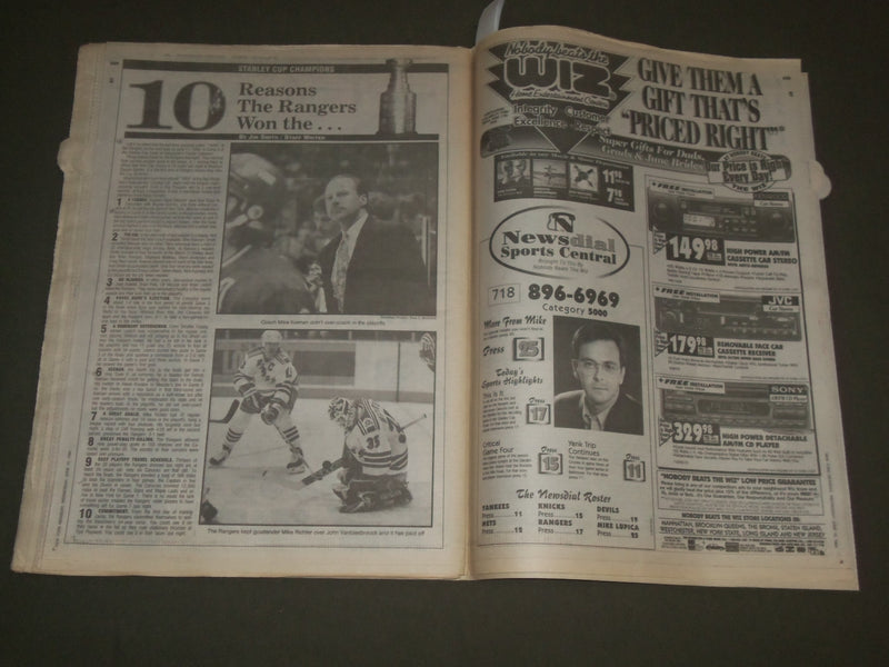 1994 JUNE 15 NEW YORK NEWSDAY NEWSPAPER - NEW YORK RANGERS WHAT A YEAR - NP 2721