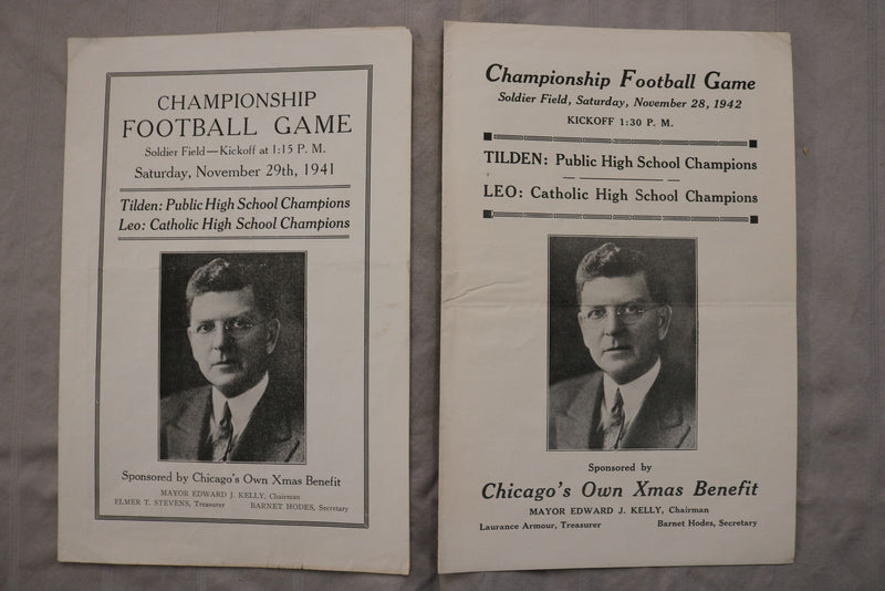 1941-42 CHAMPIONSHIP FOOTBALL GAME PROGRAMS-TILDEN & LEO H.S.-SOLDIER F.- K 3446