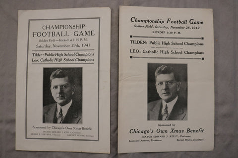 1941-42 CHAMPIONSHIP FOOTBALL GAME PROGRAMS-TILDEN & LEO H.S.-SOLDIER F.- K 3446