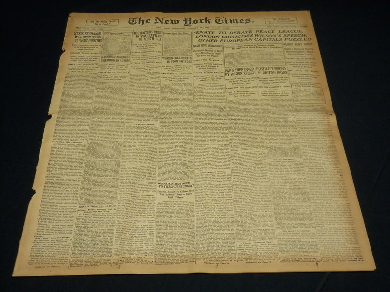1917 JANUARY 24 NEW YORK TIMES - SENATE TO DEBATE PEACE LEAGUE - NT 8752