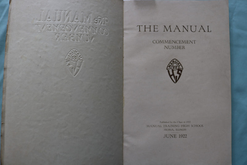 1920-1922 THE MANUAL-TRAINING H.S. PEORIA YEARBOOKS- LOT OF 2- SOFTCOVER- K 3346
