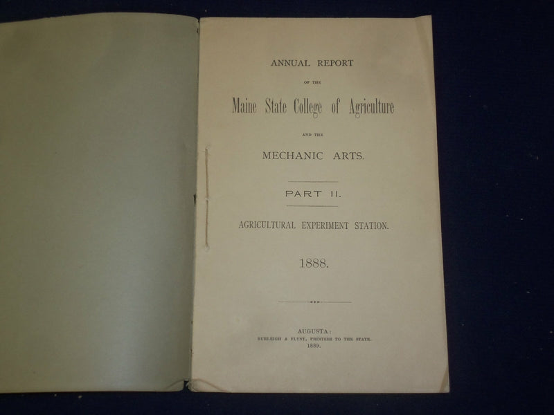 1888 MAINE STATE COLLEGE ANNUAL REPORT - PART II - J 4449