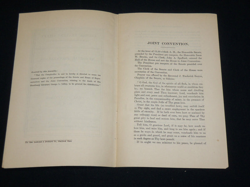 1909 GEORGE LEAVENS LILLEY MEMORIAL PROCEEDINGS - STATE OF CONNECTICUT - J 6243