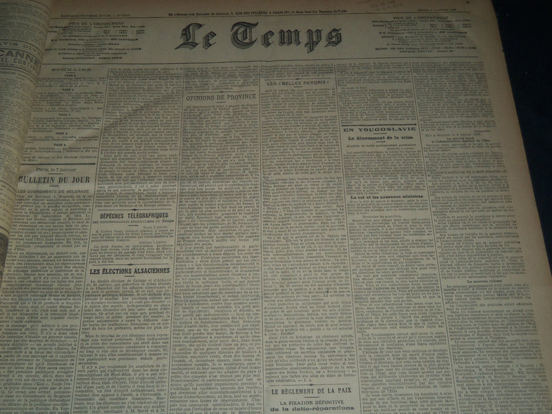 1929 JANUARY-MARCH LE TEMPS FRENCH NEWSPAPER BOUND VOLUME - VB 18