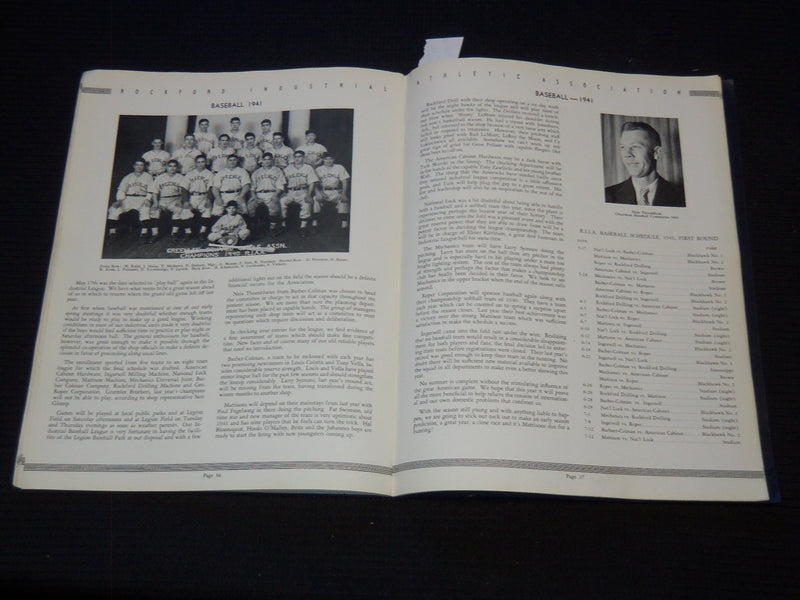 1941 ROCKFORD INDUSTRIAL ATHLETIC ASSOCIATION YEAR BOOK - J 7463