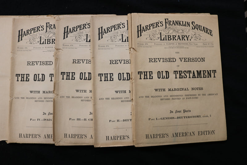 1885 THE OLD TESTAMENT IN 4 PARTS - HARPERS' - SOFTCOVER - K 2418