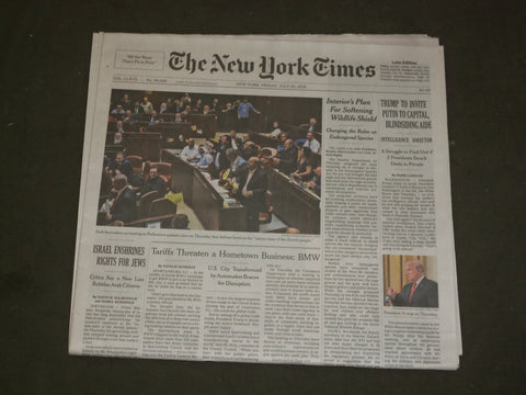 2018 JULY 20 NEW YORK TIMES - TRUMP TO INVITE PUTIN TO CAPITAL, BLINDSIDING AIDE