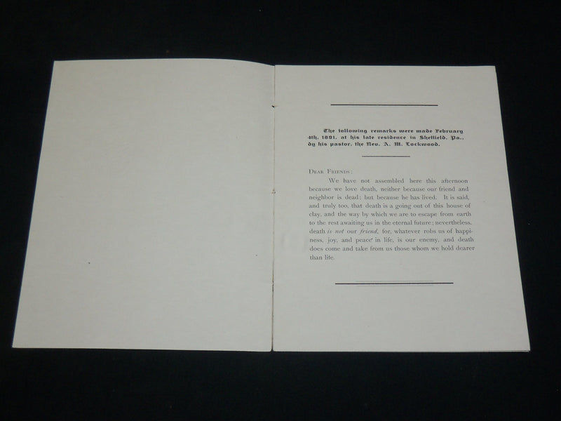 1891 IN MEMORIAM - WALTER HORTONY REV. A. M. LOCKWOOD - SOFTCOVER - J 6072