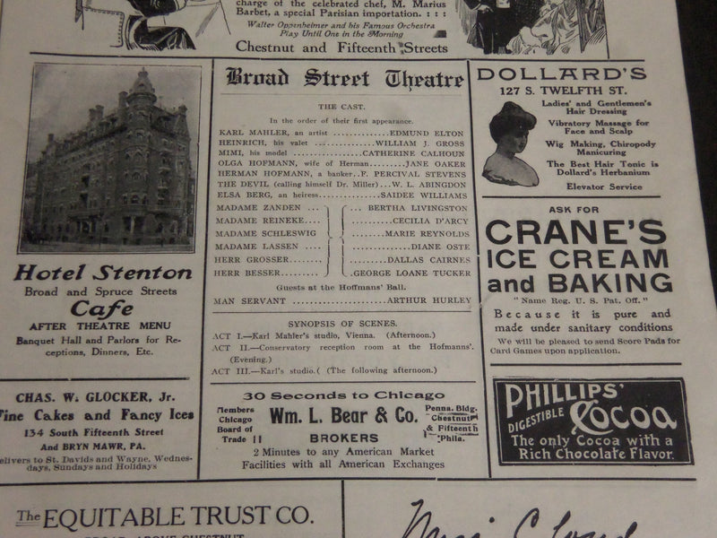 1908 SEPTEMBER PLAYS AND PLAYERS IN PHILADELPHIA THEATRE PROGRAM - J 2390
