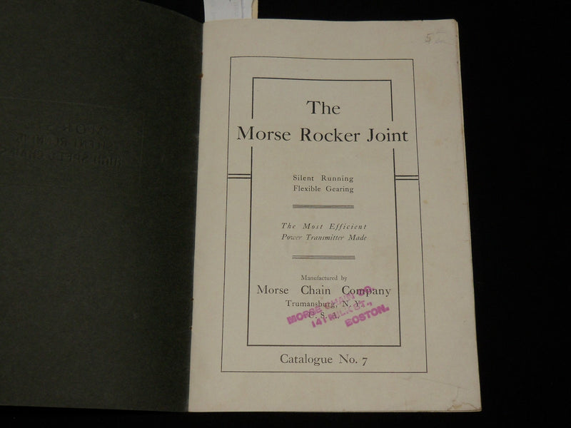 1900'S MORSE SILENT RUNNING HIGH SPEED CHAINS CATALOGUE NO. 7 - J 6572