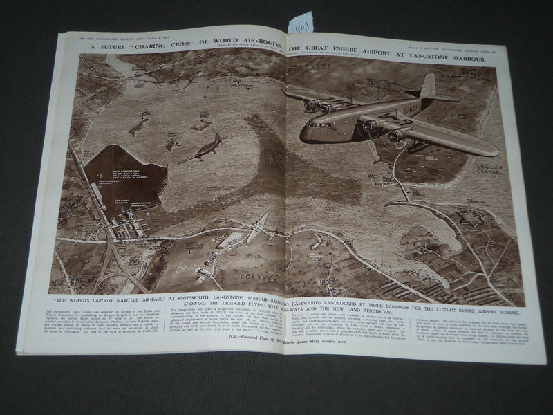 1937 MARCH 6 ILLUSTRATED LONDON NEWS MAGAZINE - QUEEN MARY COLOR ILLUS. - J 2768