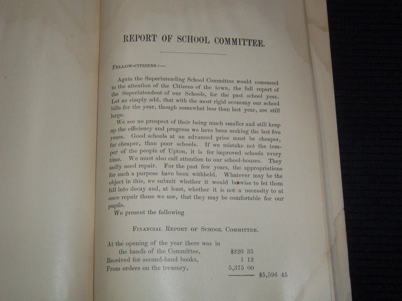 1894 ANNUAL REPORT OF THE TOWN OFFICERS OF UPTON MASSACHUSETTS - K 3114