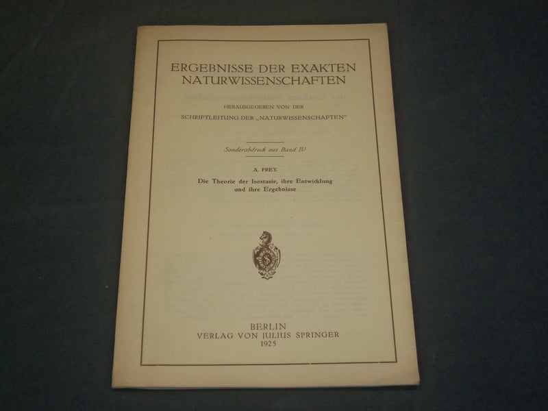 1925 ERGEBNISSE DER EXAKTEN NATURWISSENSCHAFTEN GERMAN BOOK - J 5923