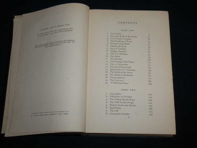 1943 THE APOSTLE HARDCOVER BOOK BY SHOLEM ASCH - TRANSLATED BY SAMUEL - KD 6844