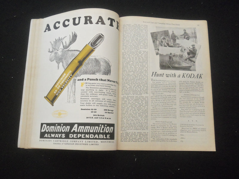 1928 OCTOBER ROD AND GUN MAGAZINE - NICE COVER, ARTICLES & PHOTOS - SP 6377K
