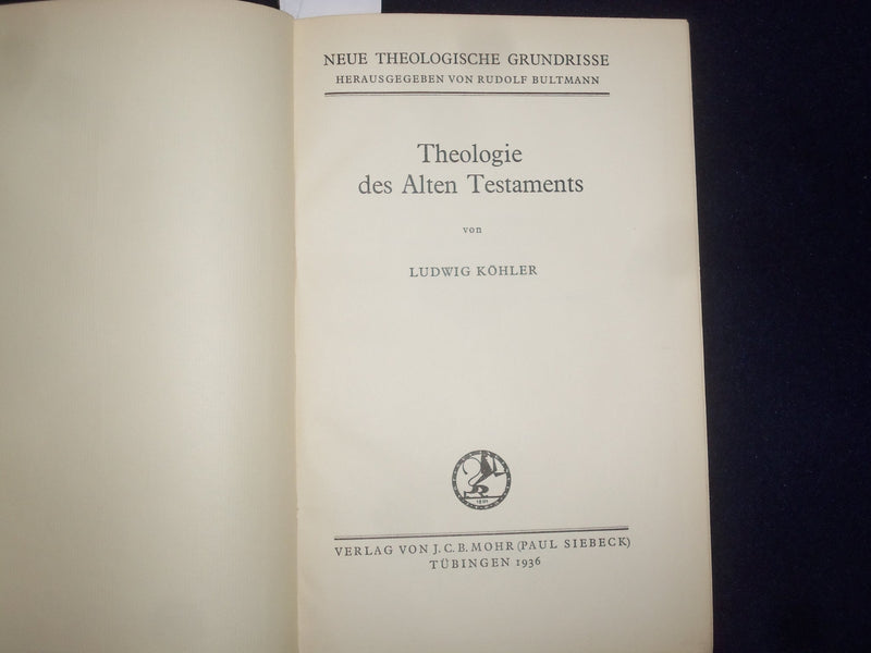 1936 THEOLOGIE DES ALTEN TESTAMENTS HARDCOVER BOOK VON KOHLER - GERMAN - KD 9021