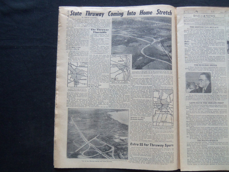 1954 MAY 11 NY DAILY NEWS NEWSPAPER - NY STATE THRUWAY IS SUPER - NP 2514