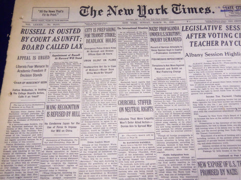 1940 MARCH 31 NEW YORK TIMES - BERTRAND RUSSELL OUSTED BY COURT - NT 2684