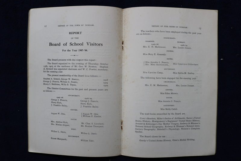 1908-1931 TOWN OF DURHAM, CONNECTICUT TOWN REPORTS-SOFTCOVER - LOT OF 3 - K 1530
