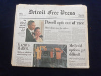 1995 NOV 9 DETROIT FREE PRESS NEWSPAPER -COLIN POWELL OPTS OUT OF RACE - NP 7253