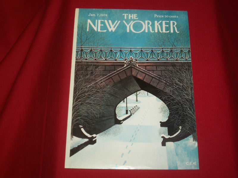 1974 JANUARY 7 NEW YORKER MAGAZINE FRONT COVER ONLY - GREAT ART FOR FRAMING