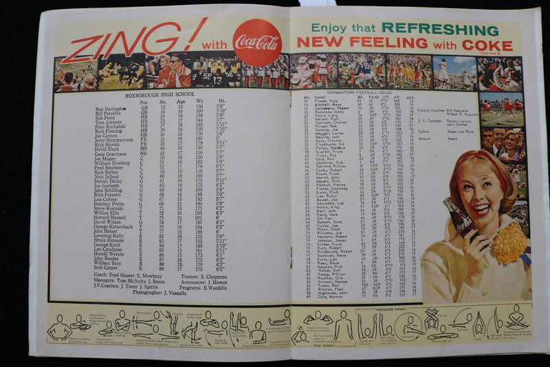 1962 NOVEMBER 22 ROXBOROUGH H.S. VS. GERMANTOWN H.S. PROGRAM - K 2852
