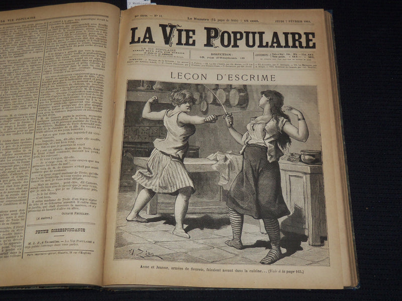 1884 JAN-MAR LA VIE POPULAIRE MAGAZINE BOUND VOLUME #1- EMILE ZOLA - KD 7462C